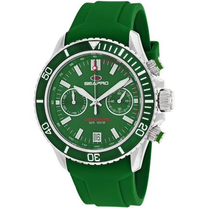 Seapro Men's Watch - Thrash Quartz Silver Tone Case Green Dial Rubber Strap | SP0335 ,