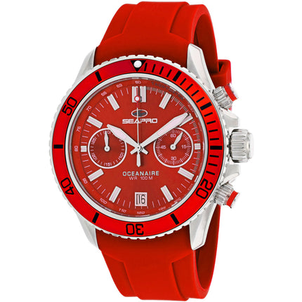 Seapro Men's Watch - Thrash Quartz Silver Tone Case Red Dial Rubber Strap | SP0336 ,