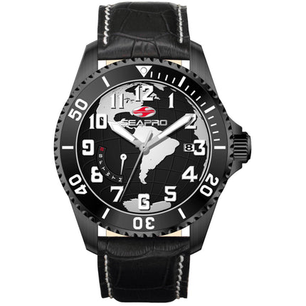 Seapro Men's Watch - Voyager Quartz Black Dial Leather Strap | SP2743 ,