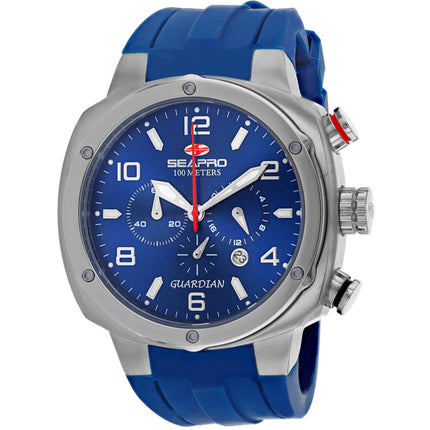 Seapro Men's Watch - Guardian Quartz Silver Tone Case Blue Rubber Strap | SP3343 ,