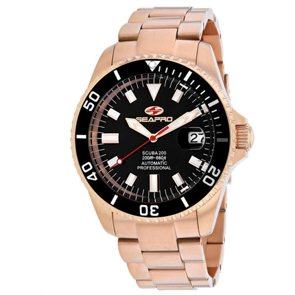 Seapro Men's Watch - Scuba 200 Automatic Black Dial Plated Steel Bracelet | SP4322 ,