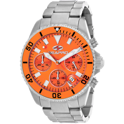 Seapro Men's Watch - Scuba 200 Chrono Orange Dial Stainless Steel Bracelet | SP4355 ,
