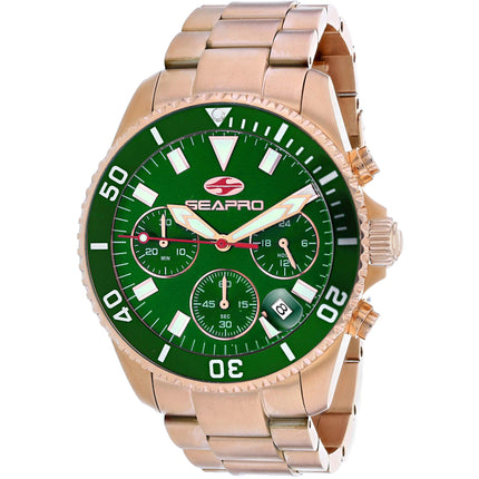 Seapro Men's Watch - Scuba 200 Chrono Green Dial Plated Steel Bracelet | SP4356 ,