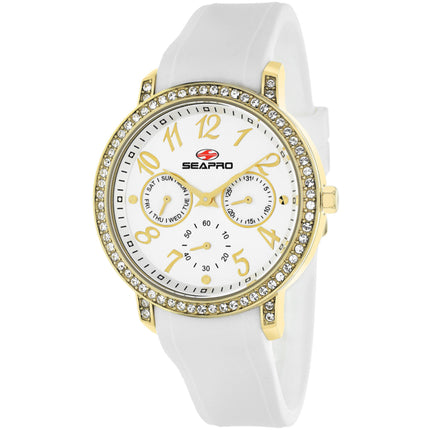 Seapro Women's Watch - Swell Quartz Yellow Gold Case White Rubber Strap | SP4411 ,