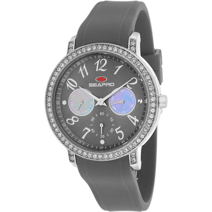 Seapro Women's Watch - Swell Quartz Silver Tone Case Grey Dial Rubber Strap | SP4413 ,