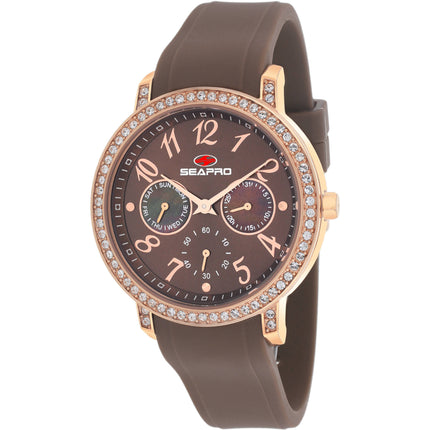 Seapro Women's Watch - Swell Quartz Rose Gold Case Brown Dial Rubber Strap | SP4414 ,