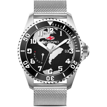Seapro Men's Watch - Voyager Quartz Black Dial Stainless Steel Bracelet | SP4761 ,
