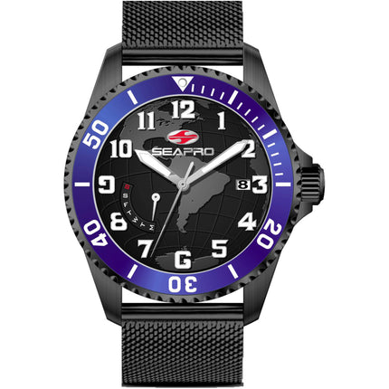 Seapro Men's Watch - Voyager Black Dial Plated Stainless Steel Bracelet | SP4762 ,