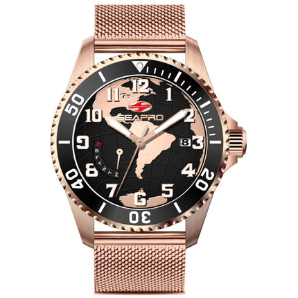 Seapro Men's Watch - Voyager Black Dial Plated Stainless Steel Bracelet | SP4763 ,