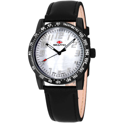 Seapro Women's Watch - Bold Quartz White Mother of Pearl Dial Leather Strap | SP5210 ,