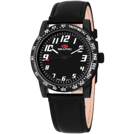 Seapro Women's Watch - Bold Quartz Black Stainless Steel Leather Strap | SP5214 ,