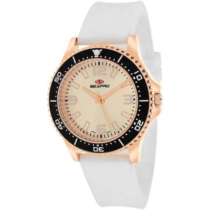 Seapro Women's Watch - Tideway Quartz Rose Gold Dial Rubber Strap | SP5418 ,