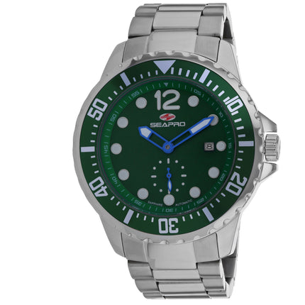 Seapro Men's Watch - Colossal Automatic Green Dial Stainless Steel Bracelet | SP5501 ,