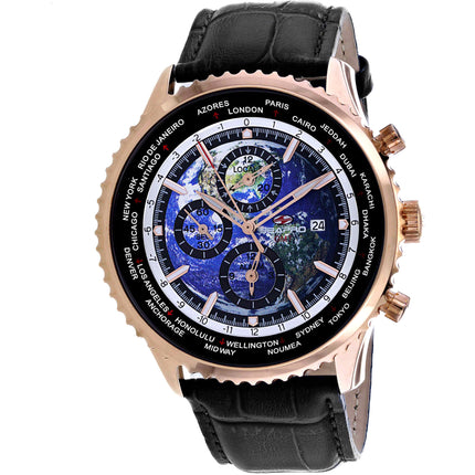 Seapro Men's Watch - Meridian World Timer GMT Blue Dial Leather Strap | SP7134 ,