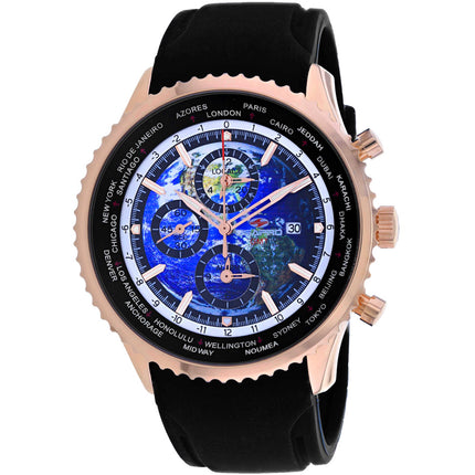 Seapro Men's Watch - Meridian World Timer GMT Quartz Blue Dial Rubber Strap | SP7523 ,