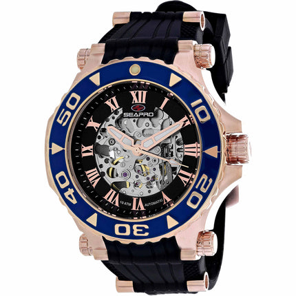Seapro Men's Watch - Seaway Automatic Rose Gold Case Black Rubber Strap | SP7755 ,