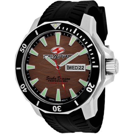 Seapro Men's Watch - Scuba Dragon Diver Quartz Brown Dial Rubber Strap | SP8315 ,