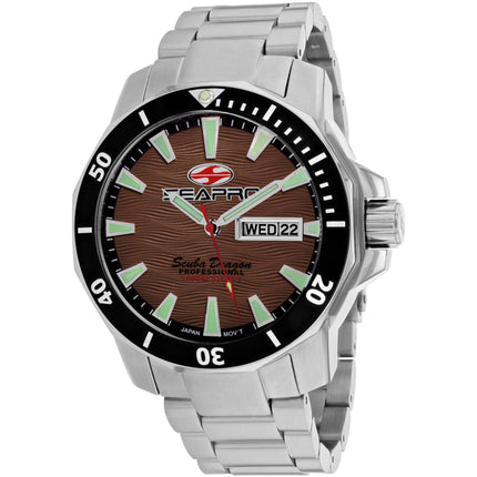 Seapro Men's Watch - Scuba Dragon Diver Brown Dial Steel Bracelet | SP8315S ,
