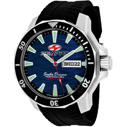 Seapro Men's Watch - Scuba Dragon Diver Quartz Blue Dial Rubber Strap | SP8316 ,