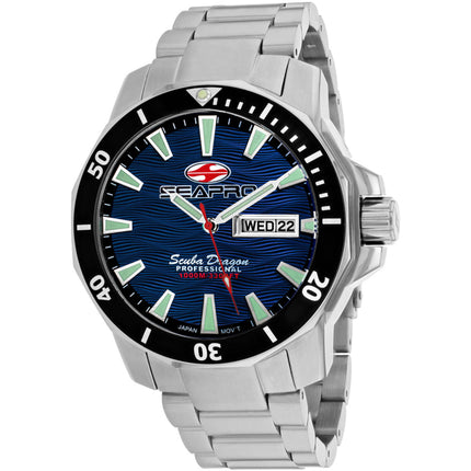 Seapro Men's Watch - Scuba Dragon Diver Blue Dial Stainless Steel Bracelet | SP8316S ,
