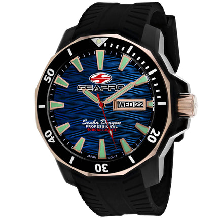 Seapro Men's Watch - Scuba Dragon Diver Quartz Blue Dial Rubber Strap | SP8322 ,