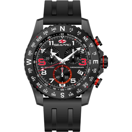 Seapro Men's Watch - Gallantry Quartz Black Dial Rubber Strap | SP9730 ,