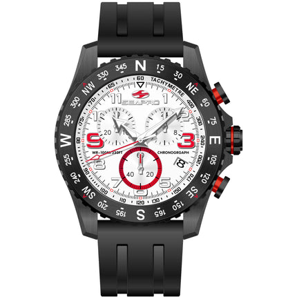 Seapro Men's Watch - Gallantry Quartz White Dial Black Rubber Strap | SP9731 ,