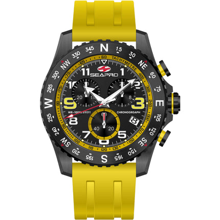 Seapro Men's Watch - Gallantry Quartz Black Dial Yellow Rubber Strap | SP9737 ,
