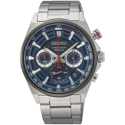 Seiko Men's Watch - Chronograph Quartz Blue Dial Stainless Steel Bracelet | SSB407 ,