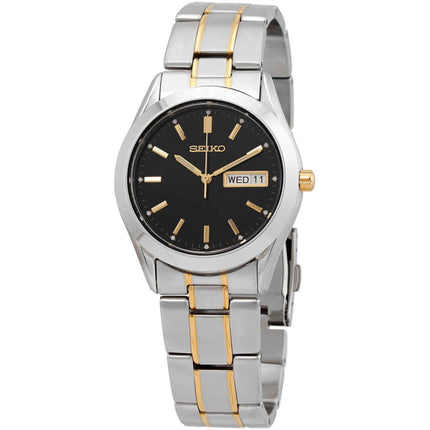 Seiko Men's Watch - Essentials Black Dial Plated Stainless Steel Bracelet | SUR363 ,