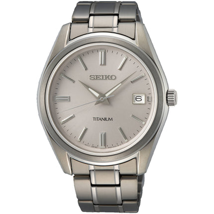 Seiko Men's Watch - Essentials Quartz Silver Dial Titanium Bracelet | SUR369 ,