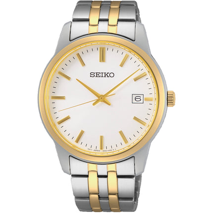 Seiko Men's Watch - Essentials White Dial Plated Stainless Steel Bracelet | SUR402 ,