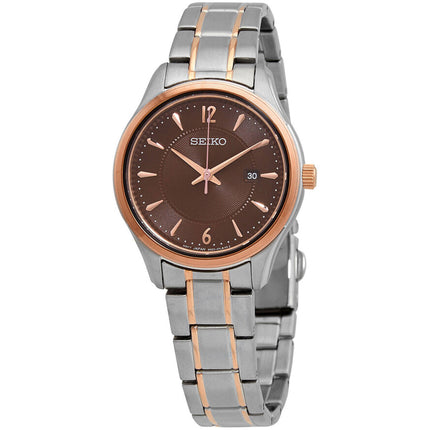 Seiko Women's Watch - Sapphire Brown Dial Plated Stainless Steel Bracelet | SUR476P1 ,