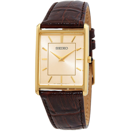 Seiko Men's Watch - Essentials Quartz Champagne Dial Leather Strap | SWR064 ,