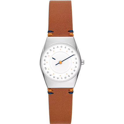 Skagen Women's Watch - Lille Silver Tone Case White Dial Leather Strap | SKW3086 ,