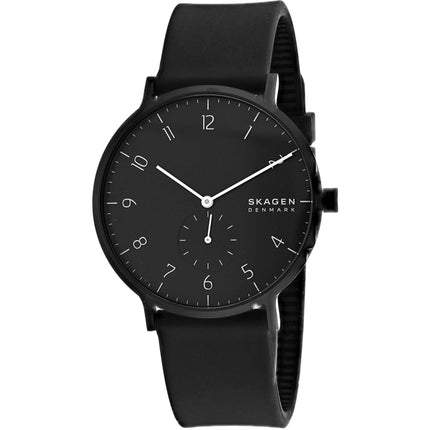 Skagen Men's Watch - Aaren Kulor Quartz Black Dial Rubber Strap | SKW6544 ,