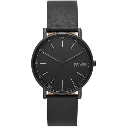 Skagen Men's Watch - Signatur Quartz Black Dial Leather Strap | SKW6902 ,