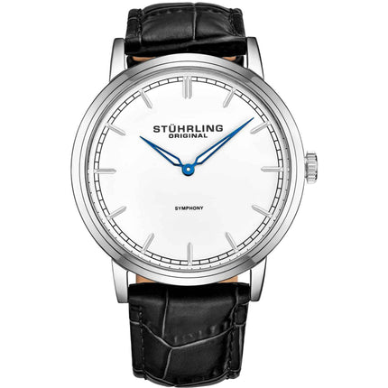 Stuhrling Men's Watch - Symphony Silver Tone Case White Dial Leather Strap | 779.01 ,