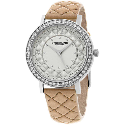 Stuhrling Women's Watch - Audrey Quartz Silver Dial Leather Strap | 786.01 ,