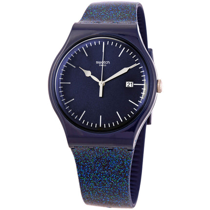 Swatch Men's Watch - Glitter Space Quartz Blue Dial Rubber Strap | SUON401 ,