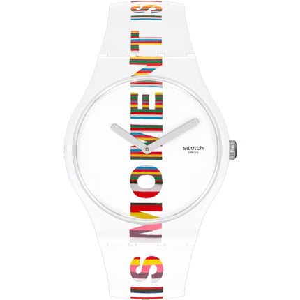 Swatch Men's Watch - Time's Magic Quartz White Dial Rubber Strap | SUOZ330 ,