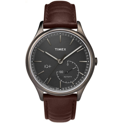 Timex Men's Watch - IQ+ Quartz Brown Case Grey Dial Leather Strap | TW2P94800 ,