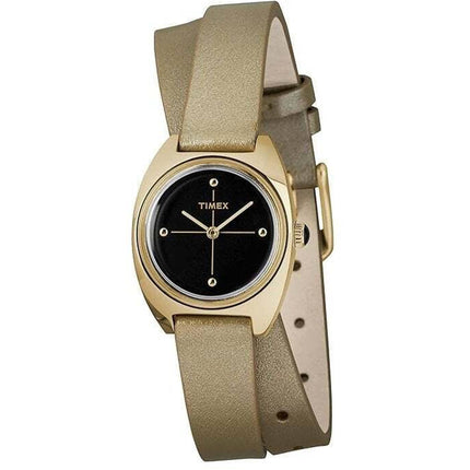 Timex Women's Watch - Milano Quartz Black Dial Beige Leather Strap | TW2R69800 ,
