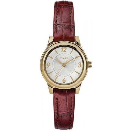 Timex Women's Watch - Core Quartz Silver Dial Brown Leather Strap | TW2R85800 ,