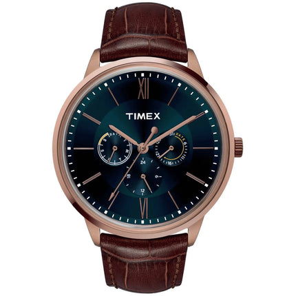 Timex Men's Watch - MK1 Quartz Rose Gold Case Blue Dial Leather Strap | TW2T24100 ,