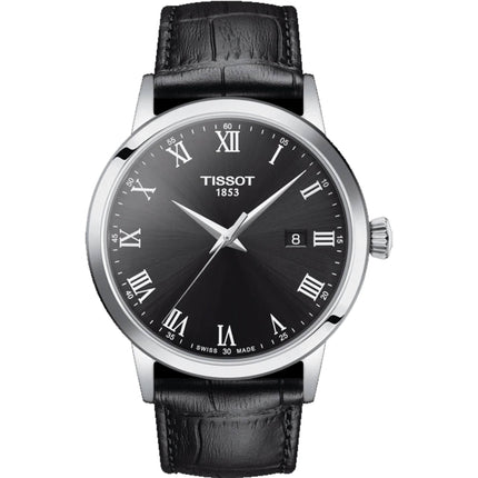 Tissot Men's Watch - Classic Quartz Black Dial Leather Strap | T1294101605300 ,