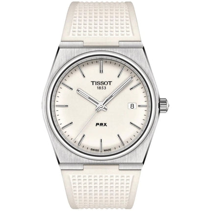 Tissot Men's Watch - PRX Quartz Silver Dial White Rubber Strap | T1374101701100 ,
