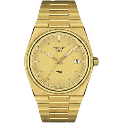 Tissot Men's Watch - PRX Gold Dial Plated Stainless Steel Bracelet | T1374103302100 ,