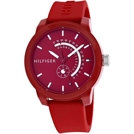 Tommy Hilfiger Men's Watch - Classic Quartz Red Dial Rubber Strap | 1791480 ,