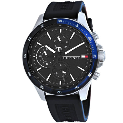 Tommy Hilfiger Men's Watch - Classic Quartz Black Dial Leather Strap | 1791724 ,